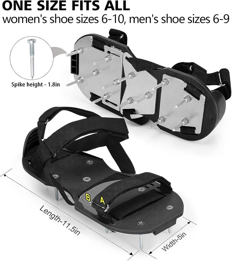 DenForste Lawn Aerator Shoes for Grass - Pre-Assembled Grass Aerator Shoes for Lawn - Soil Yard Aerator Tool for Aerating Patio Garden, Black - Image 4